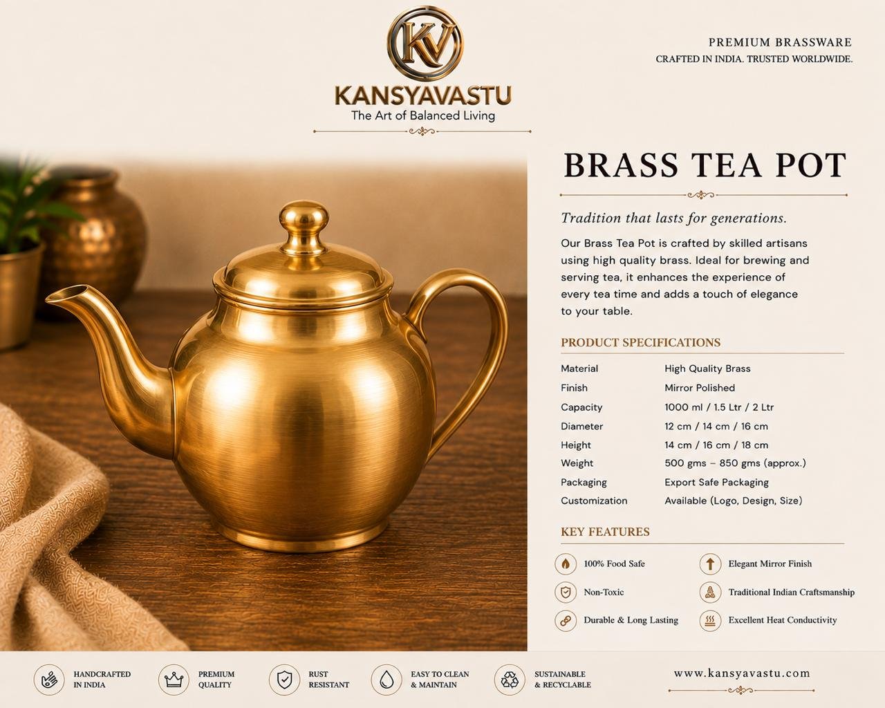 BRASS TEA POT