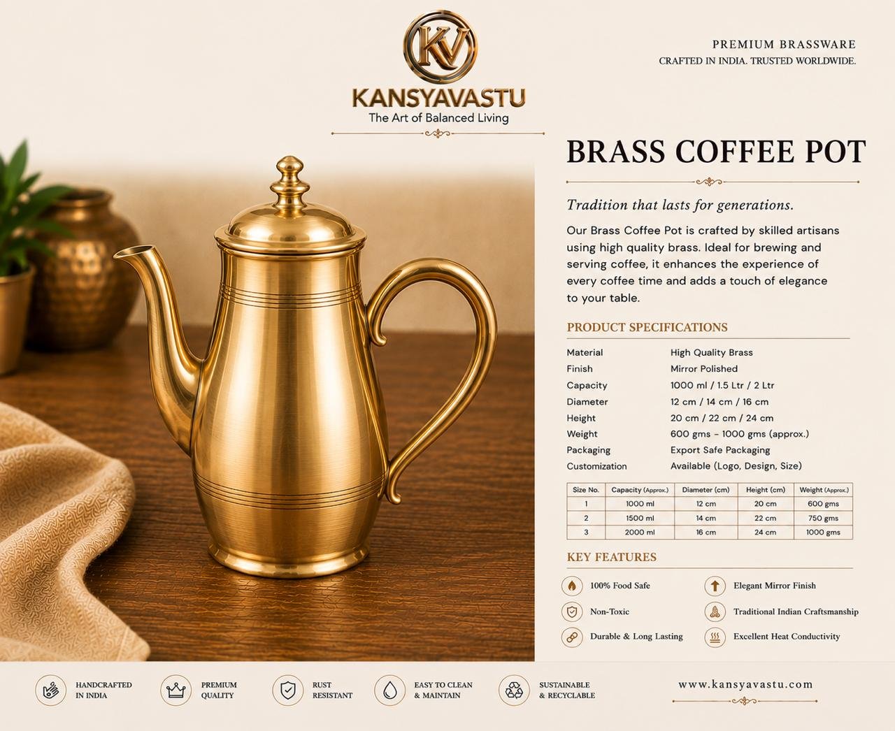 BRASS COFFEE POT