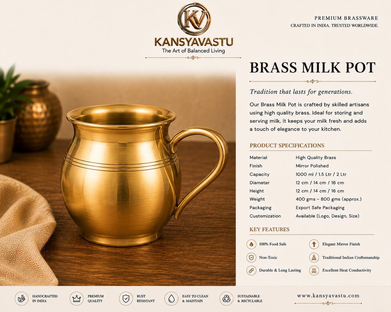 BRASS MILK POT