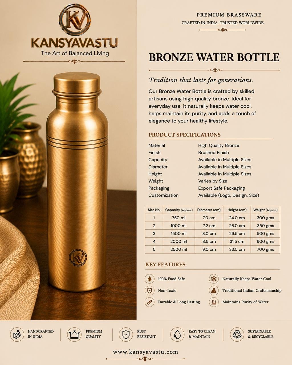 BRONZE WATER BOTTLE