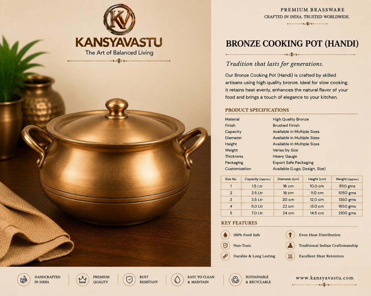 BRONZE COOKING POT (HANDI)