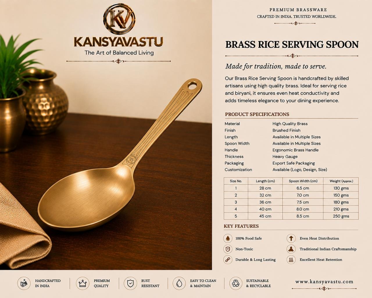 BRASS RICE SERVING SPOON