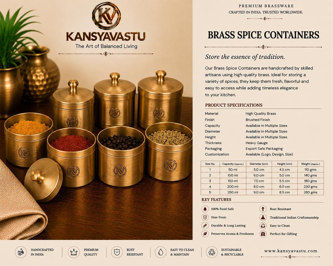BRASS SPICE CONTAINERS