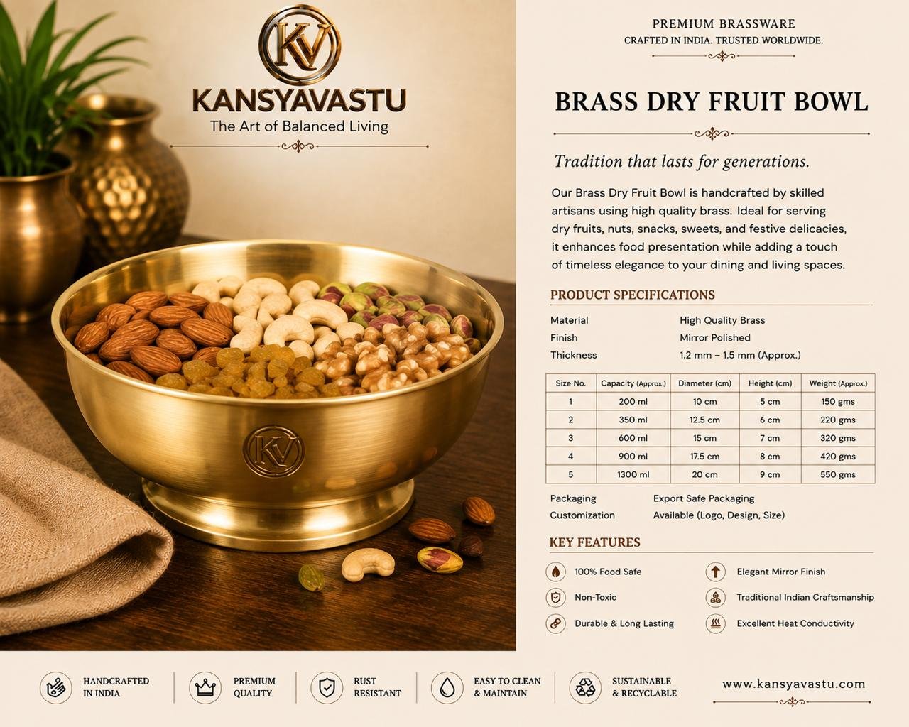 BRASS DRY FRUIT BOWL