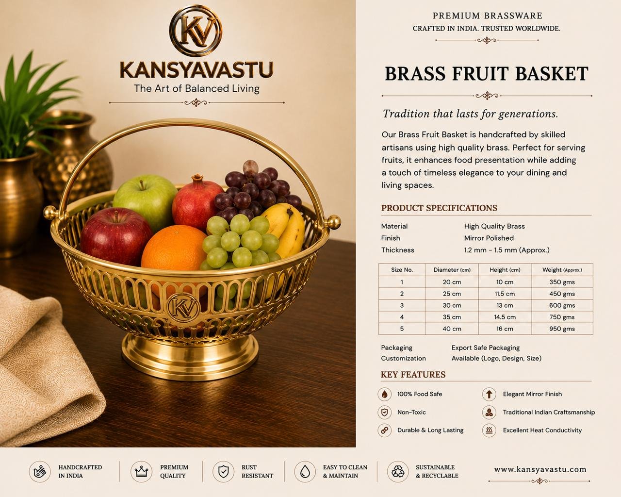 BRASS FRUIT BASKET