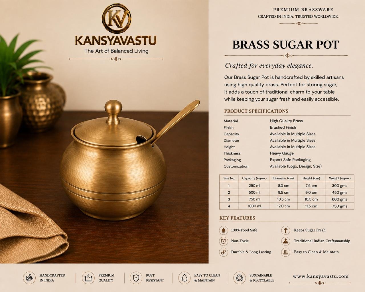 BRASS SUGAR POT