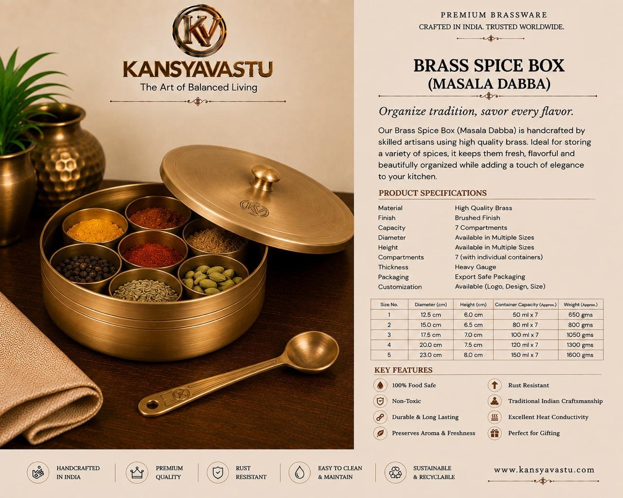 BRASS SPICE BOX (MASALA DABBA)