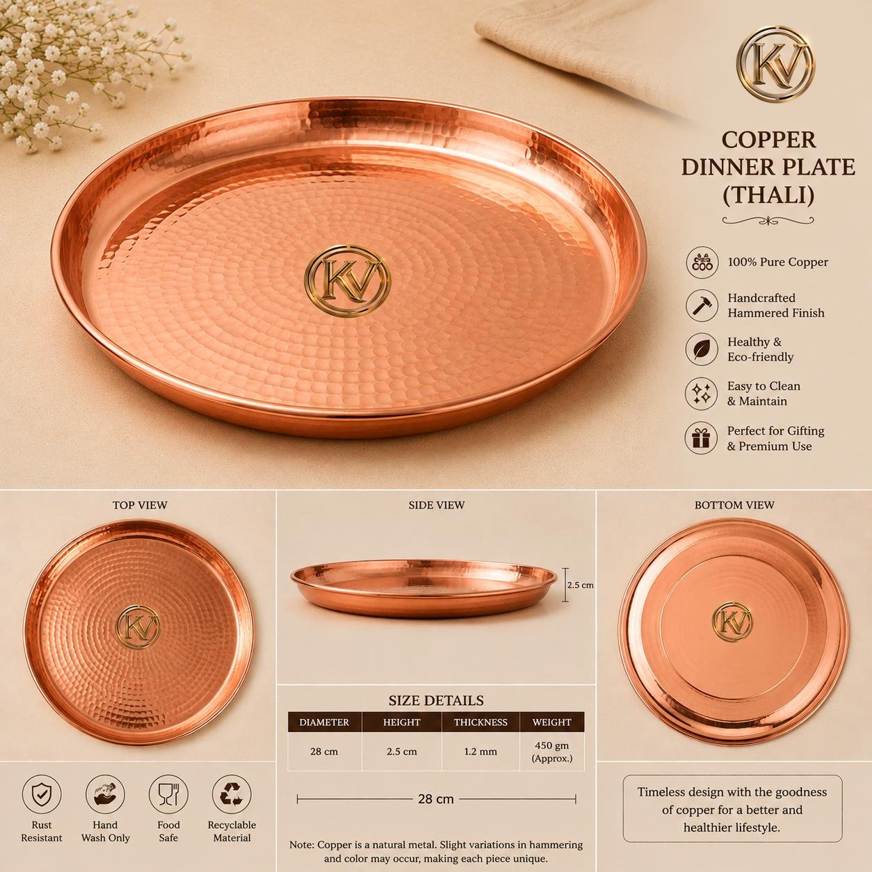 COPPER DINNER PLATE (THALI)