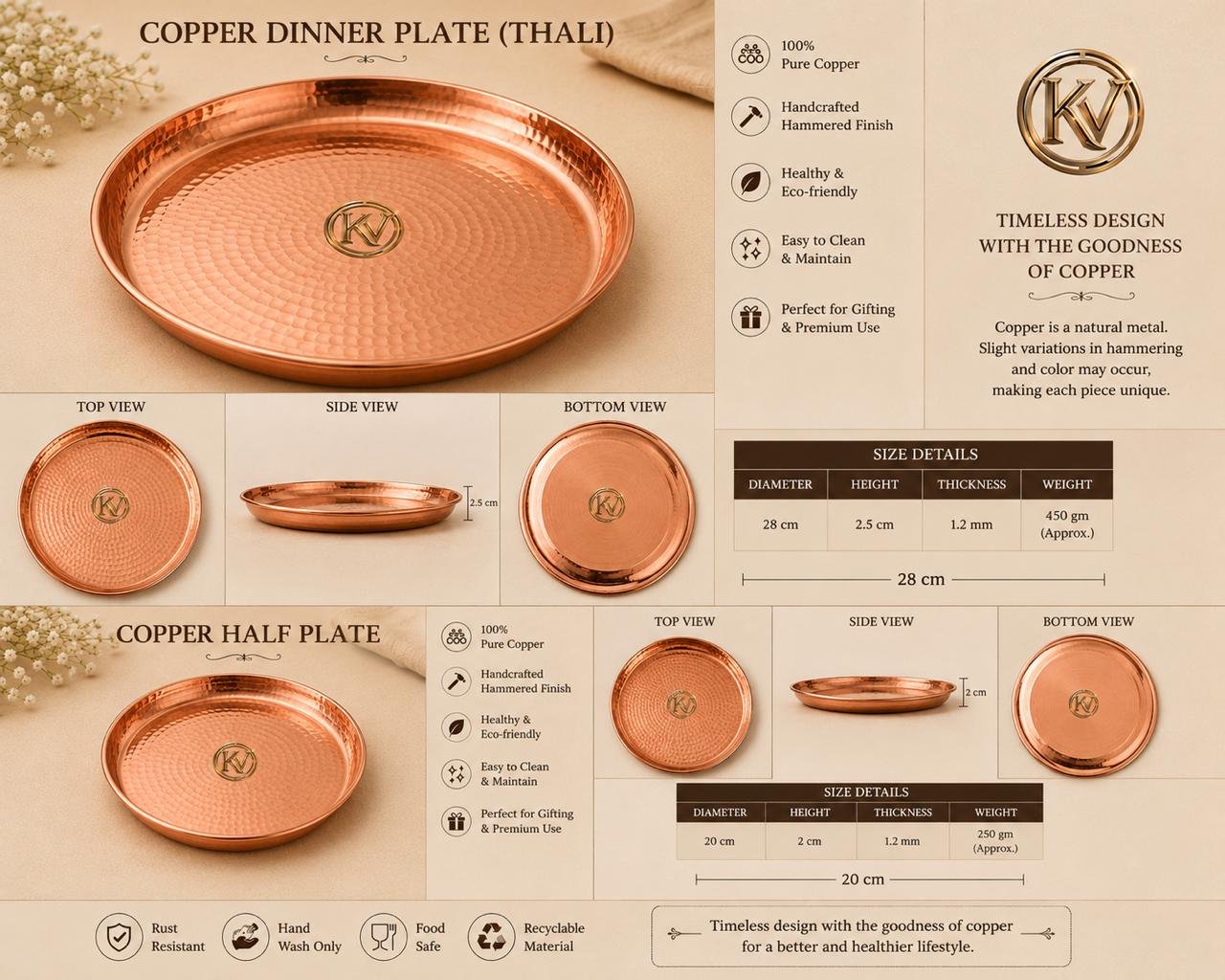 COPPER DINNER PLATE (THALI)