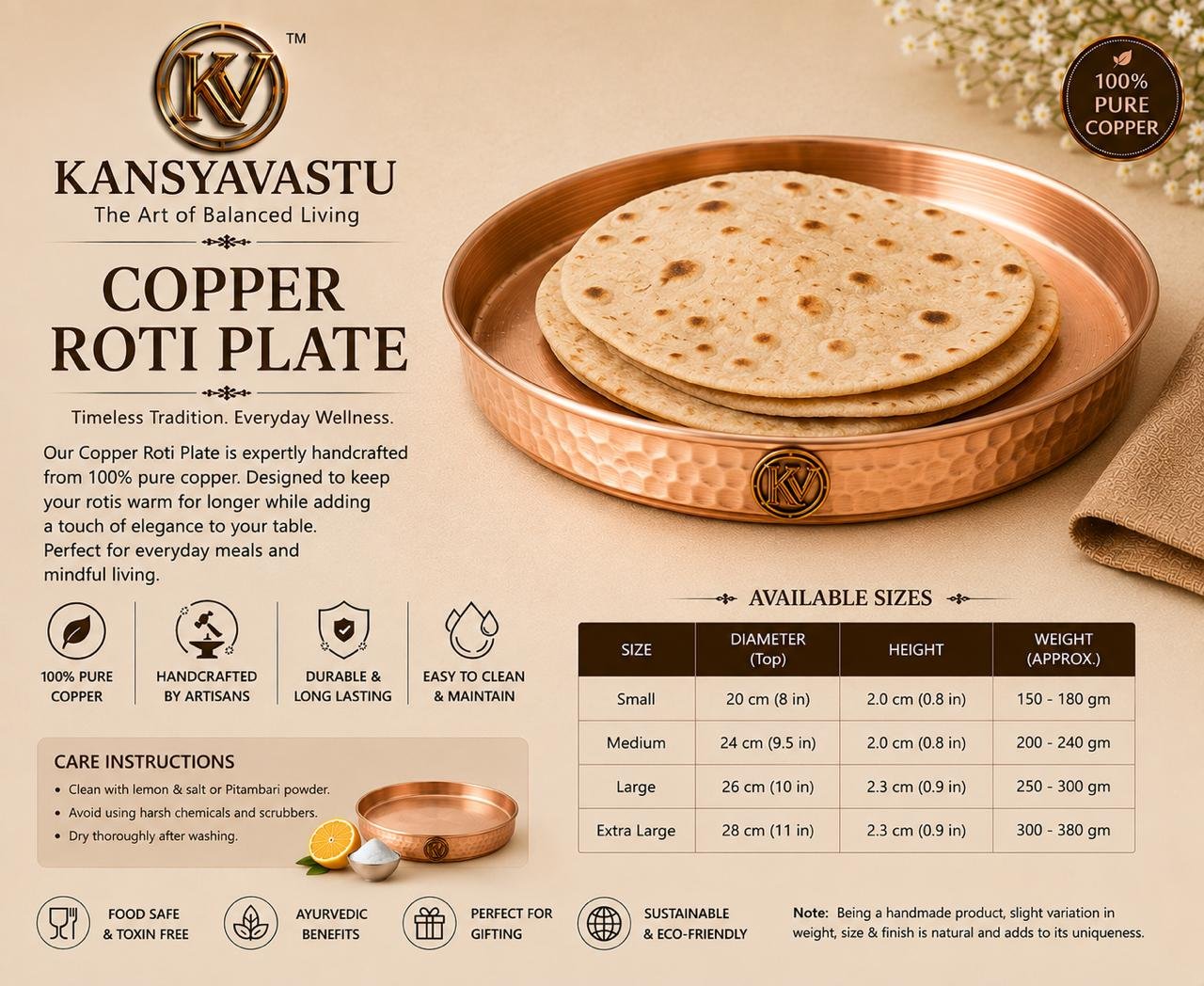 COPPER ROTI PLATE