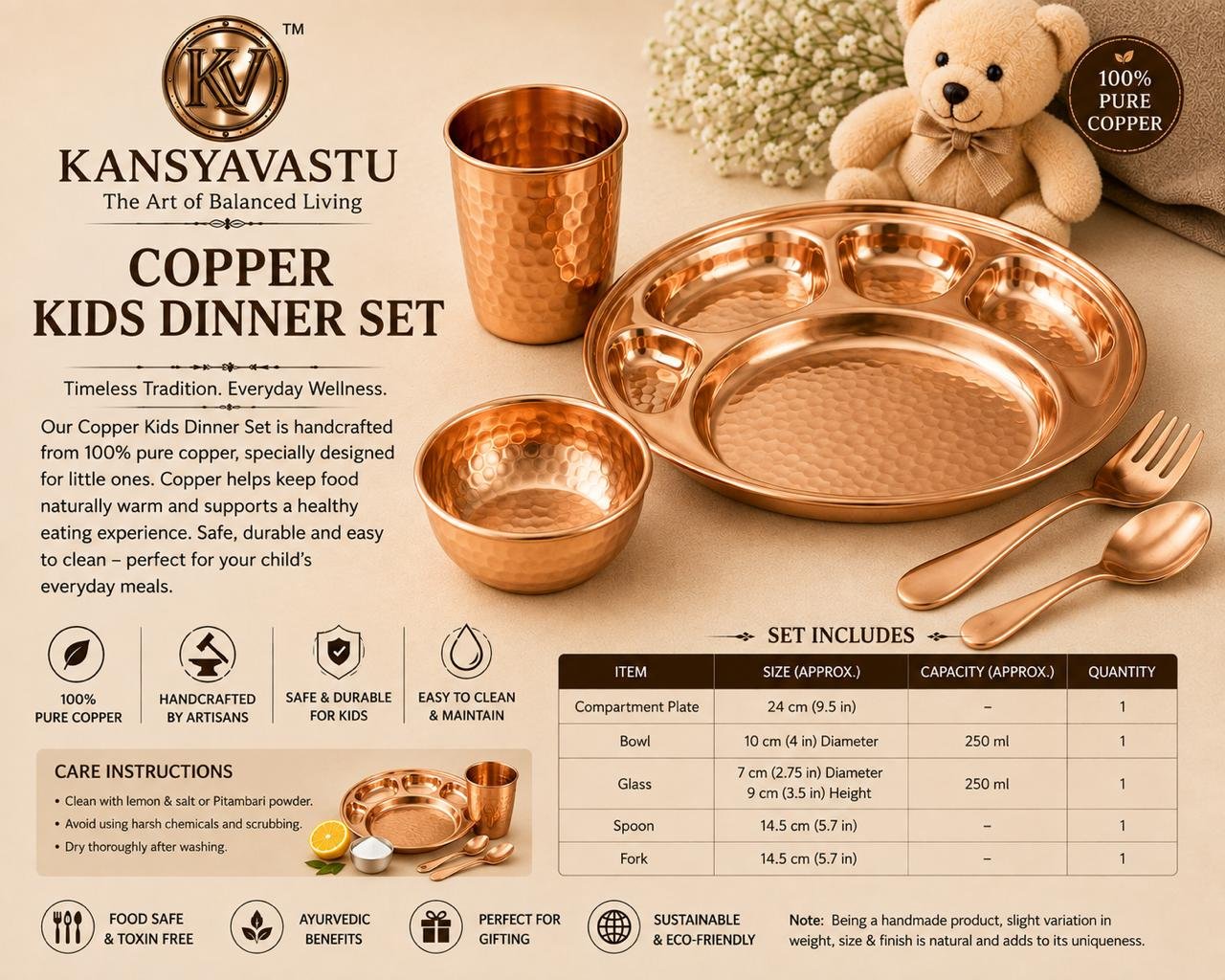 COPPER KIDS DINNER SET
