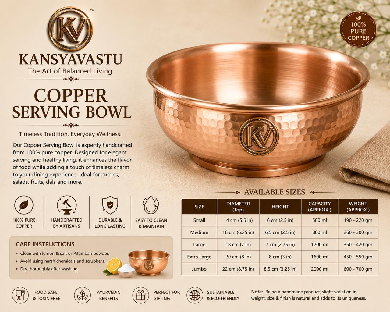 COPPER SERVING BOWL