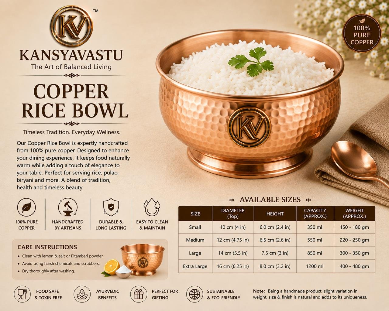 COPPER RICE BOWL