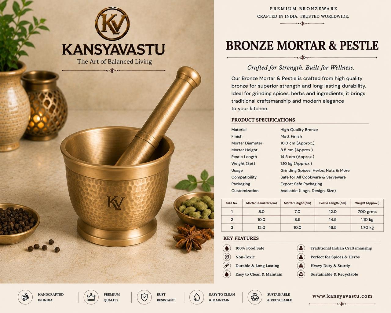 BRONZE MORTAR & PESTLE