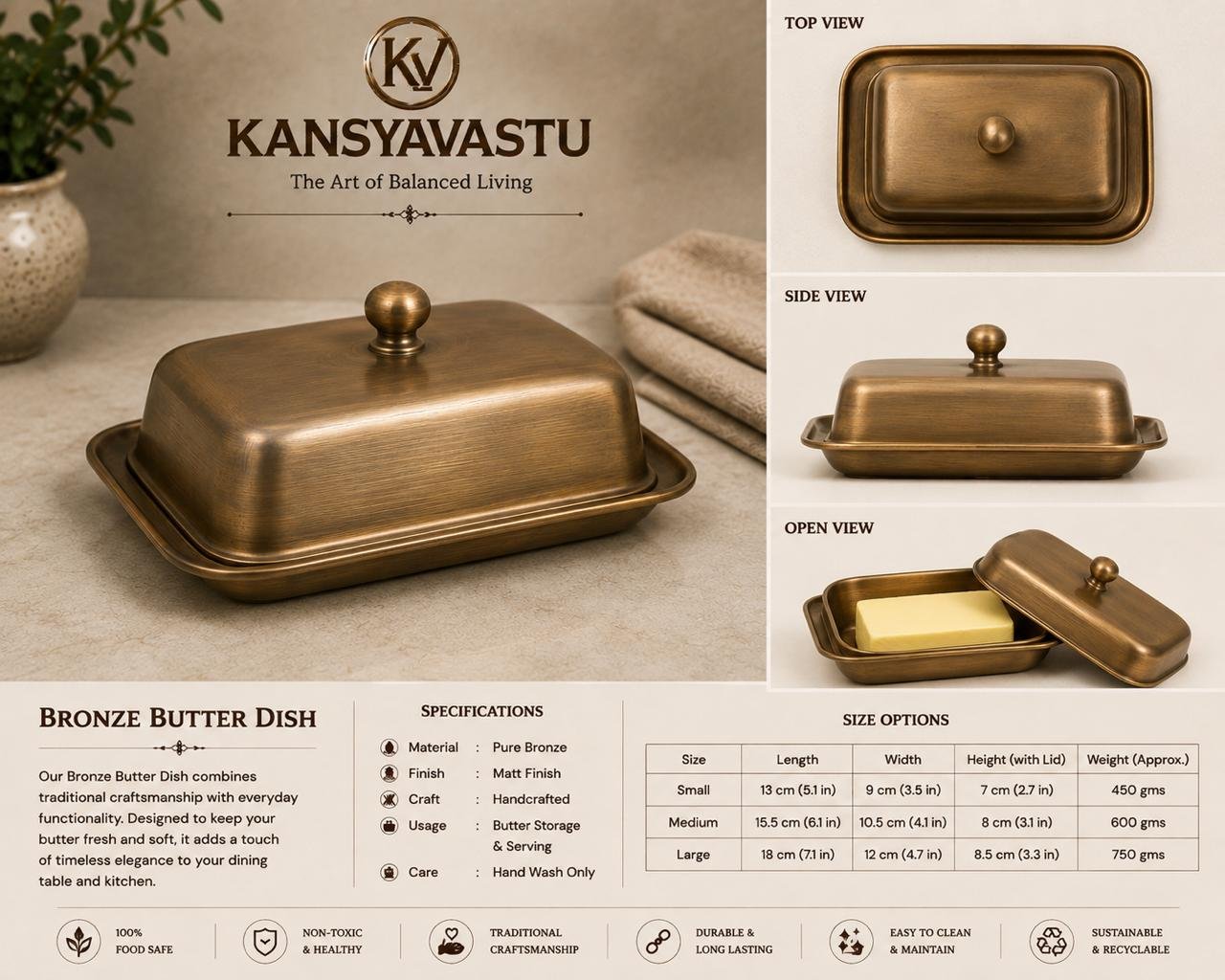 BRONZE BUTTER DISH