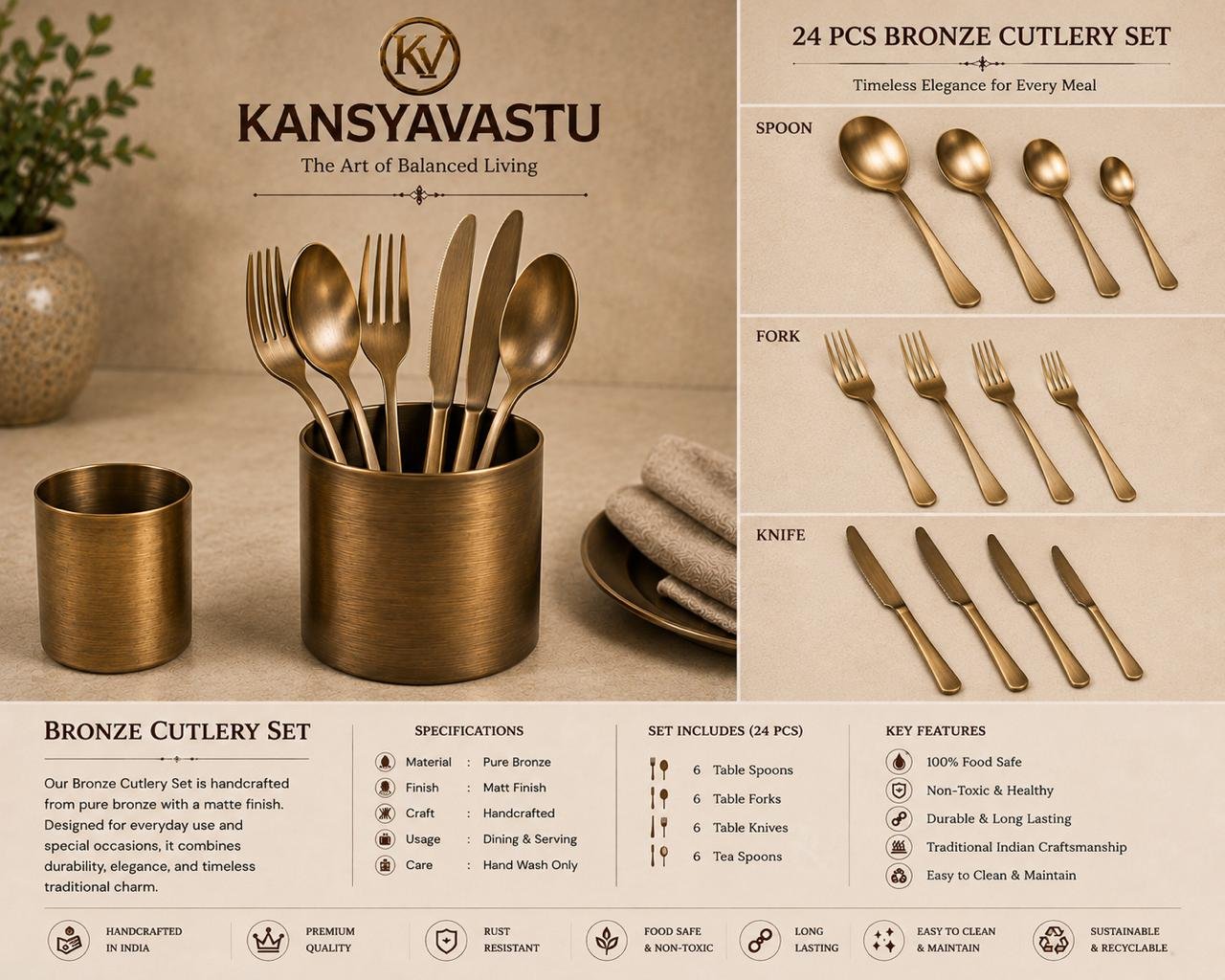 BRONZE CUTLERY SET